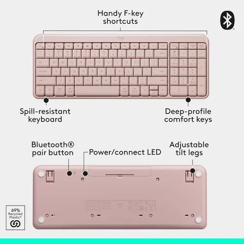 Miniatura 8 de Logitech MK250 Combo de Teclado y Ratón Inalámbrico Bluetooth: Conectividad Rápida y Fácil, Teclado Inalámbrico Compacto, Ratón Ambidiestro, Rosa