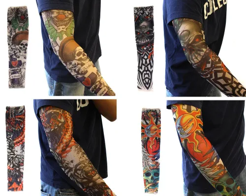 Miniatura 4 de Paquete de 20 piezas de mangas de tatuaje temporales falsas de Monster Art Body Art Accesorios - Designs Tribal, Dragon, Skull, etc.