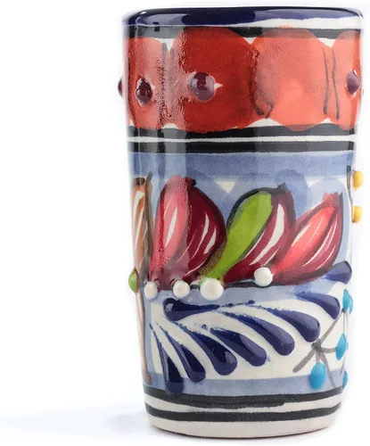 Miniatura 7 de Juego de 4 vasos de chupito Talavera auténticos mexicanos para tequila - Pintados a mano - 2 Oz (Talavera colorida)