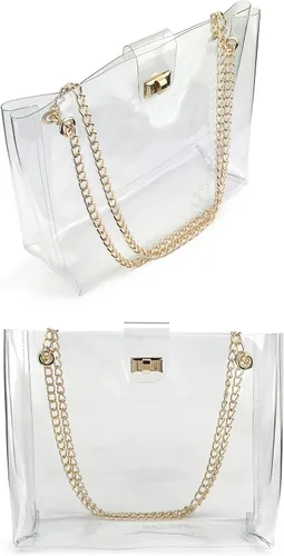 Miniatura 6 de Bolso tote de cadena transparente multifunción con bloqueo de giro para mujer