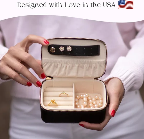 Miniatura 4 de Joyero de viaje personalizado con inicial, regalos personalizados con monograma para mujeres, regalos de propuesta de dama de honor, organizador