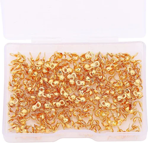 Miniatura 5 de Beadia Tapas de extremo chapadas en oro de 18 quilates que no se deslustran 0.118 x 0.236 in, 200 piezas para hallazgos de fabricación de joyas