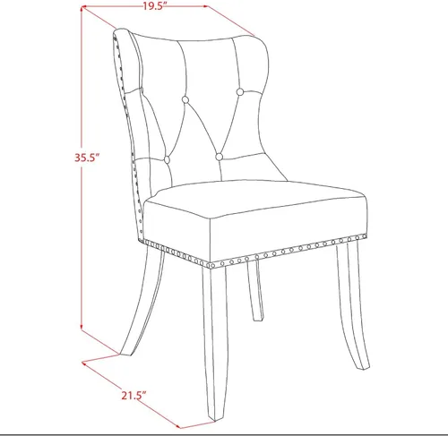 Miniatura 3 de East West Furniture SIP7T37 Sion Modern Parson - Juego de 2 sillas tapizadas de tela de lino con botones copetudos y ribete de clavo, juego de 2