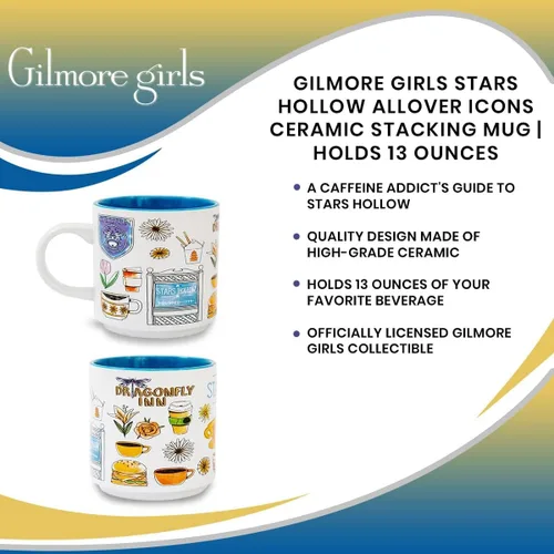 Miniatura 7 de Taza de cerámica con iconos de Gilmore Girls de Stars Hollow Taza grande de café para espresso, cafeína, bebidas, artículos esenciales