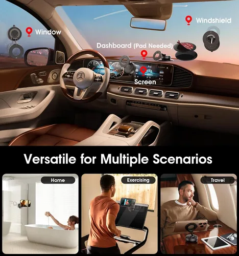 Miniatura 2 de Ultra succión de 96 libras: soporte magnético al vacío para teléfono para MagSafe, soporte de teléfono reforzado de 360° mejorado de 360°