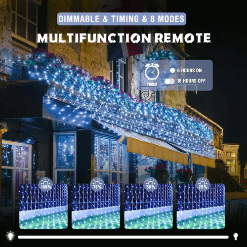 Miniatura 5 de JMEXSUSS Luces de Red al Aire Libre Impermeables, 12 pies x 5 pies con 8 Modos y Control Remoto, 360 LED, Luces de Red Enchufables para Decoración