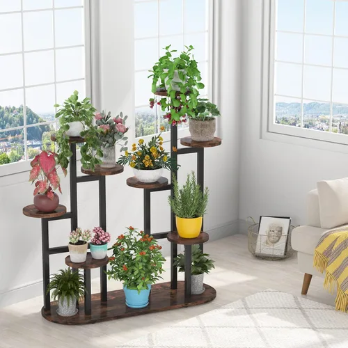 Miniatura 4 de LITTLE TREE Soporte para plantas de 11 macetas de varios niveles para interiores, estante alto para plantas, soporte para plantas, para jardín