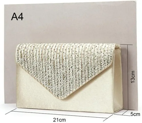 Miniatura 4 de Bolso de mano para mujer, con diamantes de imitación de satén esmerilado para boda