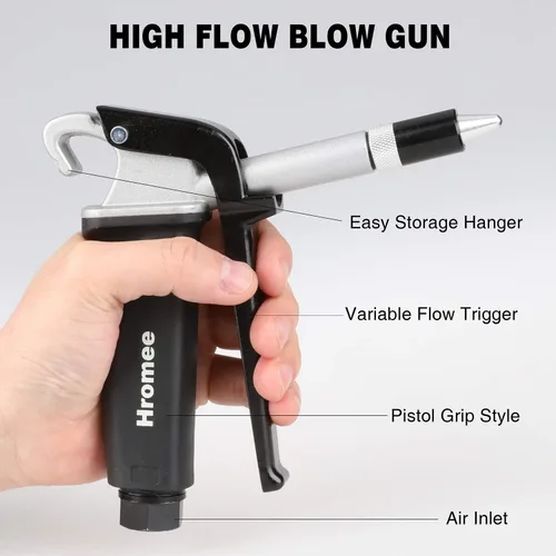 Miniatura 3 de Hromee Kit de pistola de soplado de aire de alto flujo de 12 piezas con boquillas Xtreme seguras y silenciosas, punta de goma, extensión de 6/12