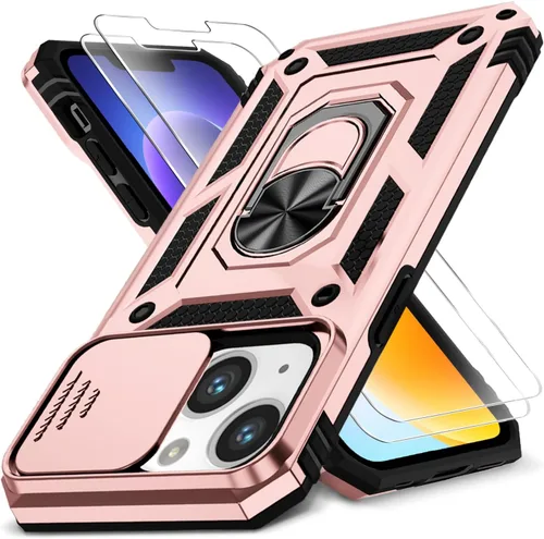 Miniatura 62 de Funda HakkTaoo para iPhone 13/iPhone 14 de 6.1 Pulgadas con Funda Deslizante para Cámara + Protector de Pantalla (2 Paquetes), Funda Protectora a