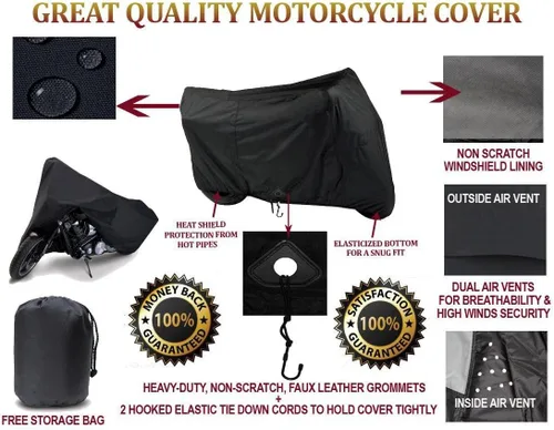 Miniatura 3 de SBU Funda para motocicleta compatible con Indian Scout. Fuerte protección UV Chopper Bike Tarp. Protección transpirable y portátil para vehículos