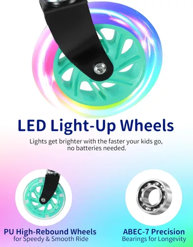 Miniatura 3 de BELEEV V1 Patinetas para niños, patineta plegable de 2 ruedas para niños y niñas, 3 alturas ajustables, ruedas iluminadas, patineta ligera