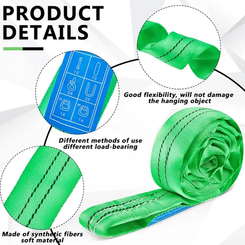 Miniatura 3 de Fabbay 4 eslingas redondas de poliéster resistente de 3.3 pies, correas de elevación redondas para elevación, remolque, mudanza, muebles
