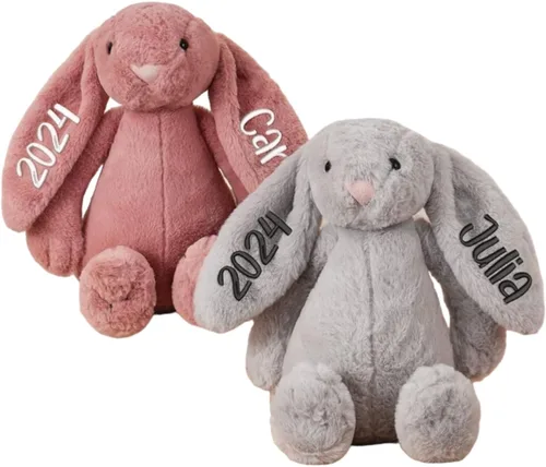 Miniatura 2 de Dyoart Conejo de Pascua Personalizado, Conejo Bordado con Nombre Personalizado, Conejo Esponjoso con Orejas Largas, Juguetes de Conejo de Peluche