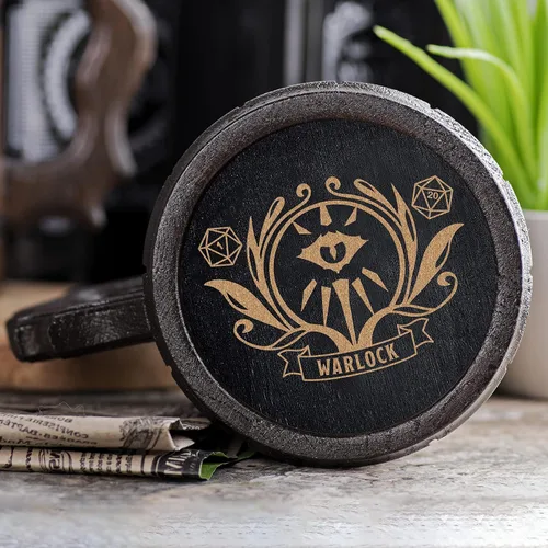 Miniatura 4 de Taza de cerveza de clase Warlock de 17 onzas, regalo de fiesta de mazmorras y dragones para amantes de dnd, taza de cerveza de madera personalizada