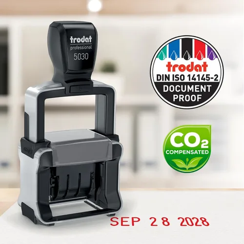 Miniatura 5 de Trodat 5030 Profesional 4.0 Sello de fecha solamente, autoentintado, Tamaño de impresión 1-5/8” x 3/8” (Rojo)