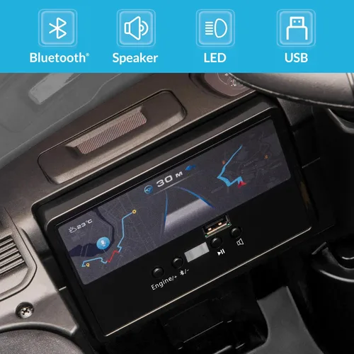 Miniatura 4 de Kidzone Camión de Policía de 12V para Montar, Camión Eléctrico RAM 3500 con Licencia para Niños con Control Remoto, Música Bluetooth, Luces LED
