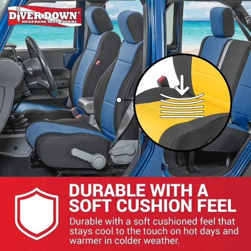 Miniatura 5 de Diver Down Juego de fundas de asiento de neopreno para Jeep JK Wrangler 2007-2018, juego de asiento delantero y trasero, fundas de asiento Carbón