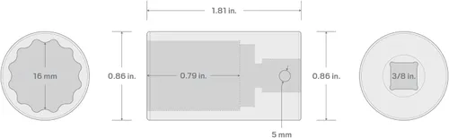 Miniatura 91 de TEKTON Encastre de 3/8 pulgadas x 0.669 in Zócalo de impacto de 12 puntos poco profundo SID12317