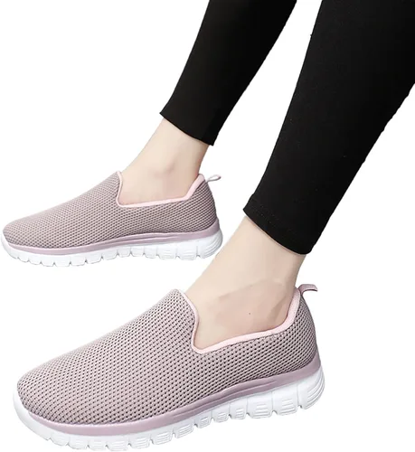 Miniatura 4 de JWSVBF Zapatos deportivos de plataforma para mujer, cuñas, malla transpirable, sin cordones, a la moda, de otoño, cómodos, para caminar, zapatos