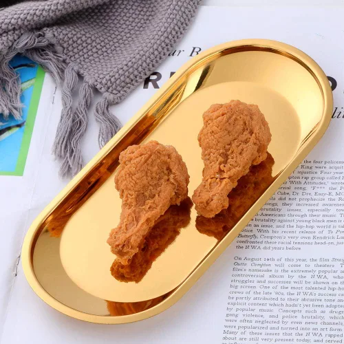 Miniatura 3 de Buyer star Bandeja ovalada de acero inoxidable de 9 pulgadas, bandeja de almacenamiento, bandeja de almacenamiento, plato de platos, cosméticos