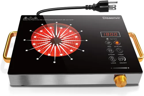 Miniatura 10 de Estufa eléctrica de 2 quemadores – Estufa eléctrica de 24 pulgadas integrada (23 x 13 pulgadas) y encimera (24 x 14 pulgadas), dos quemadores de 24
