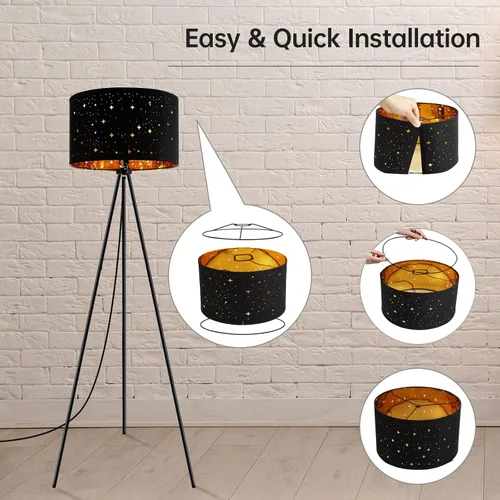 Miniatura 4 de BoostArea Lámpara de pie, lámpara de pie con trípode, bombilla LED de 8W, pantalla decorativa, lámpara de pie estilo de mediados de siglo para sala