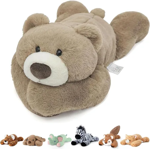 Niuniu Daddy - Peluche con peso de oso de 20 pulgadas para adultos y niños, oso de peluche gigante tipo almohada corporal con pelaje suave, regalo