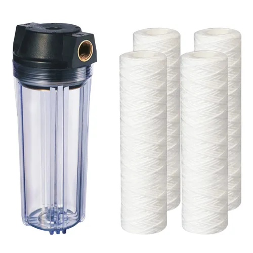 Geekpure Sistema de filtro de agua para toda la casa de 10 pulgadas con carcasa transparente y sedimento de PP enrollado, puerto de latón NPT de 3/4