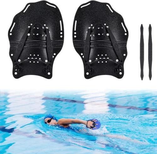 Miniatura 10 de Hikeen Paleta de natación para adultos y jóvenes, paletas de mano de entrenamiento de natación con correas ajustables, paletas de mano de natación