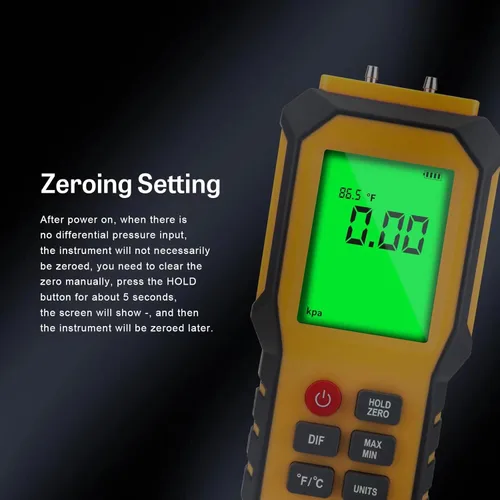 Miniatura 4 de Manómetro Digital de Puerto de Presión de 5/16 Pulgadas de Diámetro, YZT Meter Medidor de Presión de Aire de Puerto Dual Manómetro de Presión HVAC