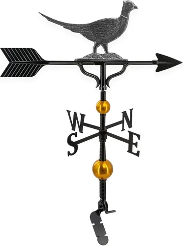 Miniatura 3 de Montague Metal Products Veleta de lujo de 32 pulgadas con adorno de faisán negro satinado
