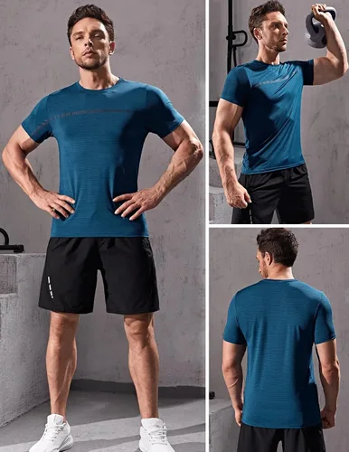 Miniatura 3 de Paquete de 5 camisetas de manga corta con cuello redondo y de secado rápido para hombre camisetas deportivas para correr entrenar o ir al gimnasio