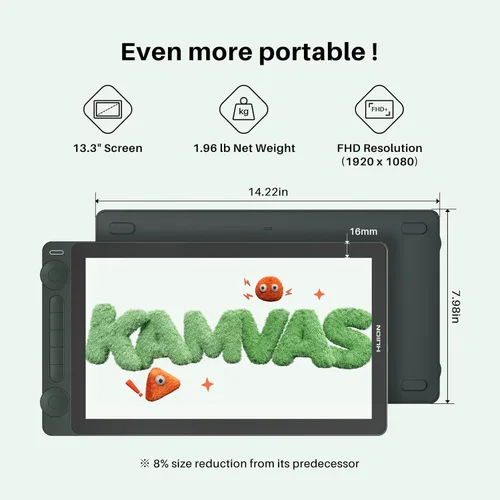 Miniatura 6 de HUION Tableta de dibujo con pantalla completamente laminada de arte Kamvas 13 (Gen 3) SE Tableta gráfica con vidrio de lona antirreflejo, pantalla