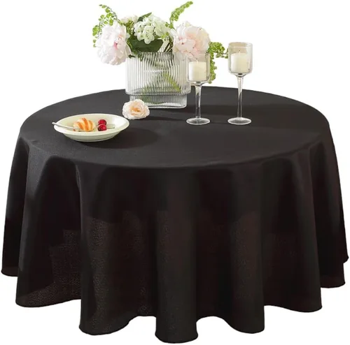 Miniatura 28 de Paquete de 2 Manteles Redondos de 120 Pulgadas de Carbón, Mantel de Poliéster Lavable para Uso en el Hogar, Fiestas, Bodas o Restaurantes.
