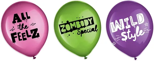 Globos de látex de 12 pulgadas, perfectos para cumpleaños, días temáticos y eventos especiales, Zombies 3, paquete de 6