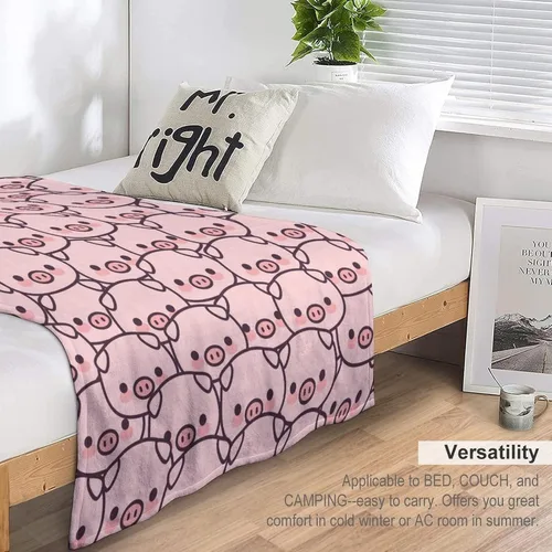 Miniatura 5 de Manta de cerdo para regalo, manta de franela polar de 30 x 40 pulgadas, suave para niñas, niños y adultos, ligera, cómoda, cálida manta con temática