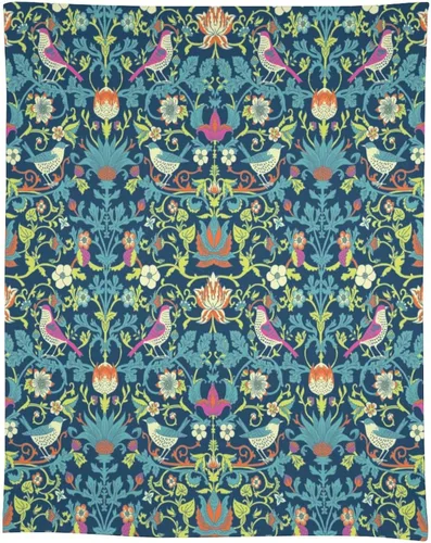 Miniatura 305 de Mantel Floral Retro de Pájaros, Diseño Original Bohemio William Morris Estampado Cubierta de Mesa para Hogar Picnic Fiesta Comedor Cocina William
