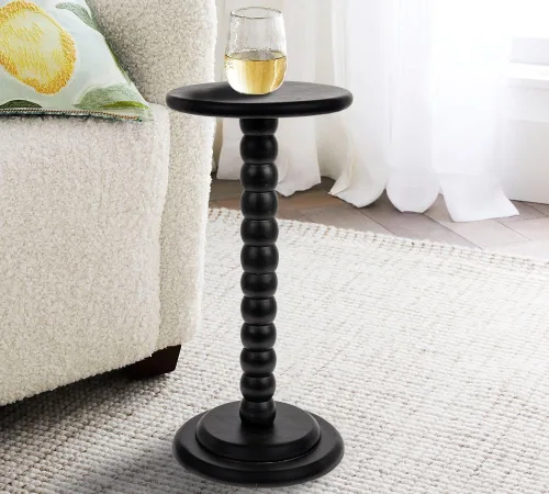 Miniatura 5 de Creative Co-Op Mesa auxiliar de cóctel con pedestal, color negro