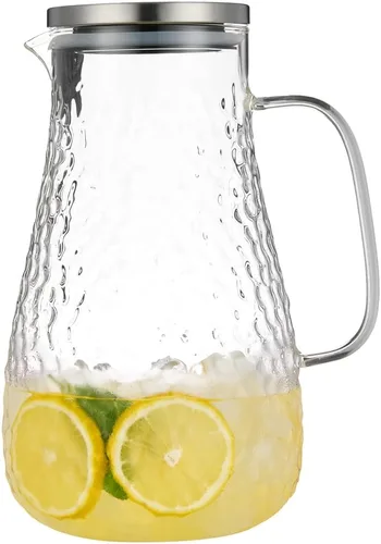 Miniatura 10 de Karafu Jarra de vidrio con asa y tapa, jarra de agua hecha a mano de 50 onzas para agua fría/caliente, té de limón helado y bebidas de jugo