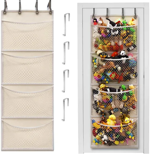 Miniatura 8 de Honeyera Almacenamiento para Animales de Peluche - Organizador sobre Puerta para Muñecos, Accesorios para Bebés y Organizador de Juguetes
