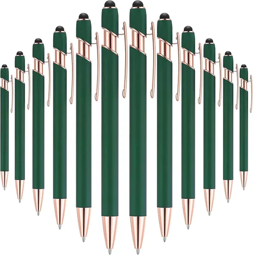 Miniatura 10 de Tenare 12 piezas 2 en 1 bolígrafo de metal con punta de lápiz capacitivo, bolígrafo de 1,0 mm de tinta negra para pantallas táctiles (color surtido)