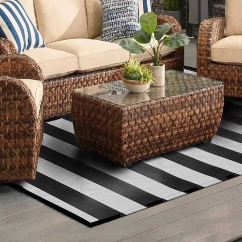 Miniatura 7 de Alfombra de Paja de Plástico, 9'x12' Alfombras de Patio Impermeables para Exteriores Plegables Reversibles Estera de Camping para Caravana, Terraza