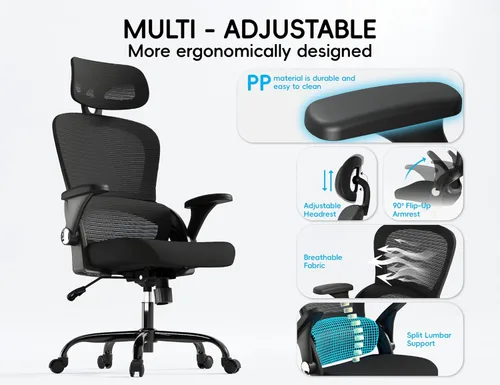 Miniatura 3 de TRALT Silla de oficina – Silla de oficina ergonómica con soporte para el respaldo, silla de computadora – Silla de escritorio de oficina en casa
