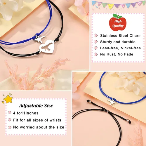 Miniatura 3 de UNGENT THEM Back to School Bracelet Mother Son Dinosaur Bracelets for Mom and Son First Day of School Gifts for Mother Dad Son Boys Daughter Girls