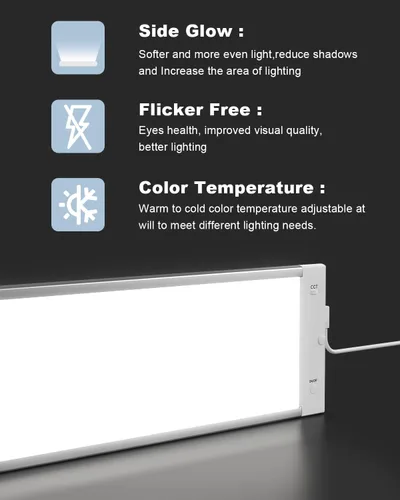 Miniatura 3 de MYPLUS Kit de iluminación LED para debajo del gabinete, luz de cocina de 5 temperaturas de color debajo de la cabina con aplicación de malla