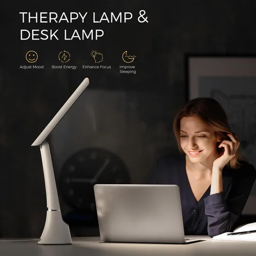 Miniatura 3 de Lámpara de terapia de luz, 10 000 LUX sin rayos UV, luz solar LED de espectro completo, luz de estado de ánimo con control táctil y función de luz