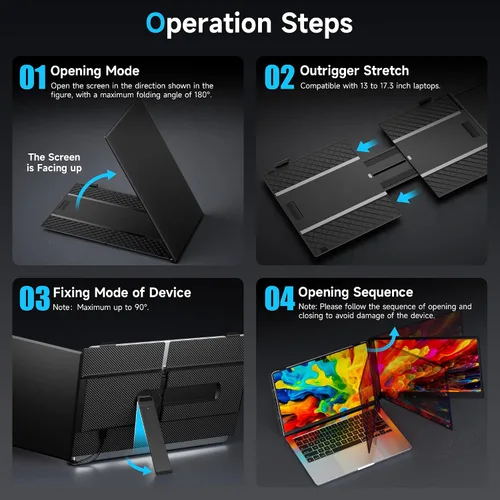 Miniatura 7 de Extensor de pantalla para portátil de 0.17 pulgadas, ultrafino, 14.2 pulgadas, FHD 1080P IPS, monitor portátil para laptop, extensor de monitor