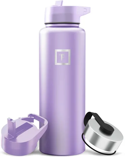 Miniatura 30 de IRON °FLASK Frasco de hidratación para acampar y senderismo con pajilla, botella de agua deportiva de acero inoxidable con aislamiento de boca Dark