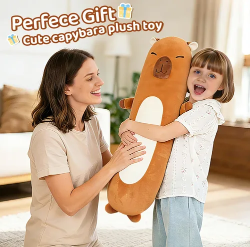 Miniatura 9 de Tianmihou - Almohada de peluche larga de 36 pulgadas con capybara, juguete grande, capybaras de peluche kawaii, peluches suaves gigantes